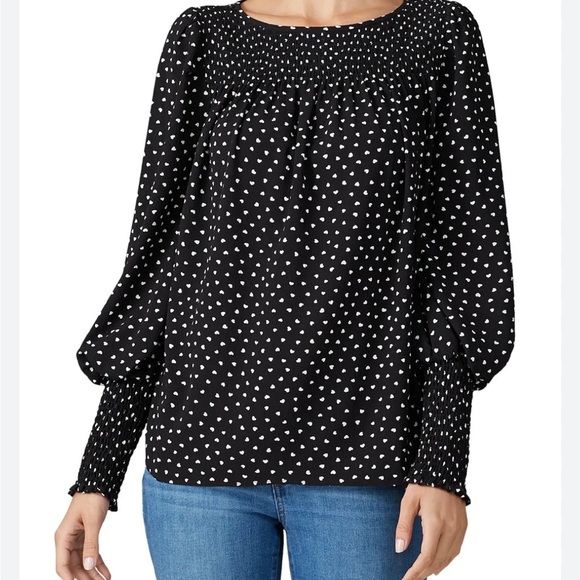 kate spade Tops - Kate Spade Black Blouse with White Dots